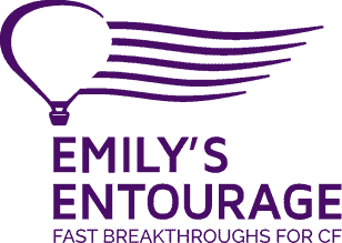 Emilys Entourage Logo - Purple sans-serif type with hot air balloon icon above