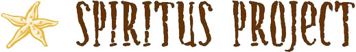 Spiritus Project Logo - Brown serif type with yellow starfish icon to left